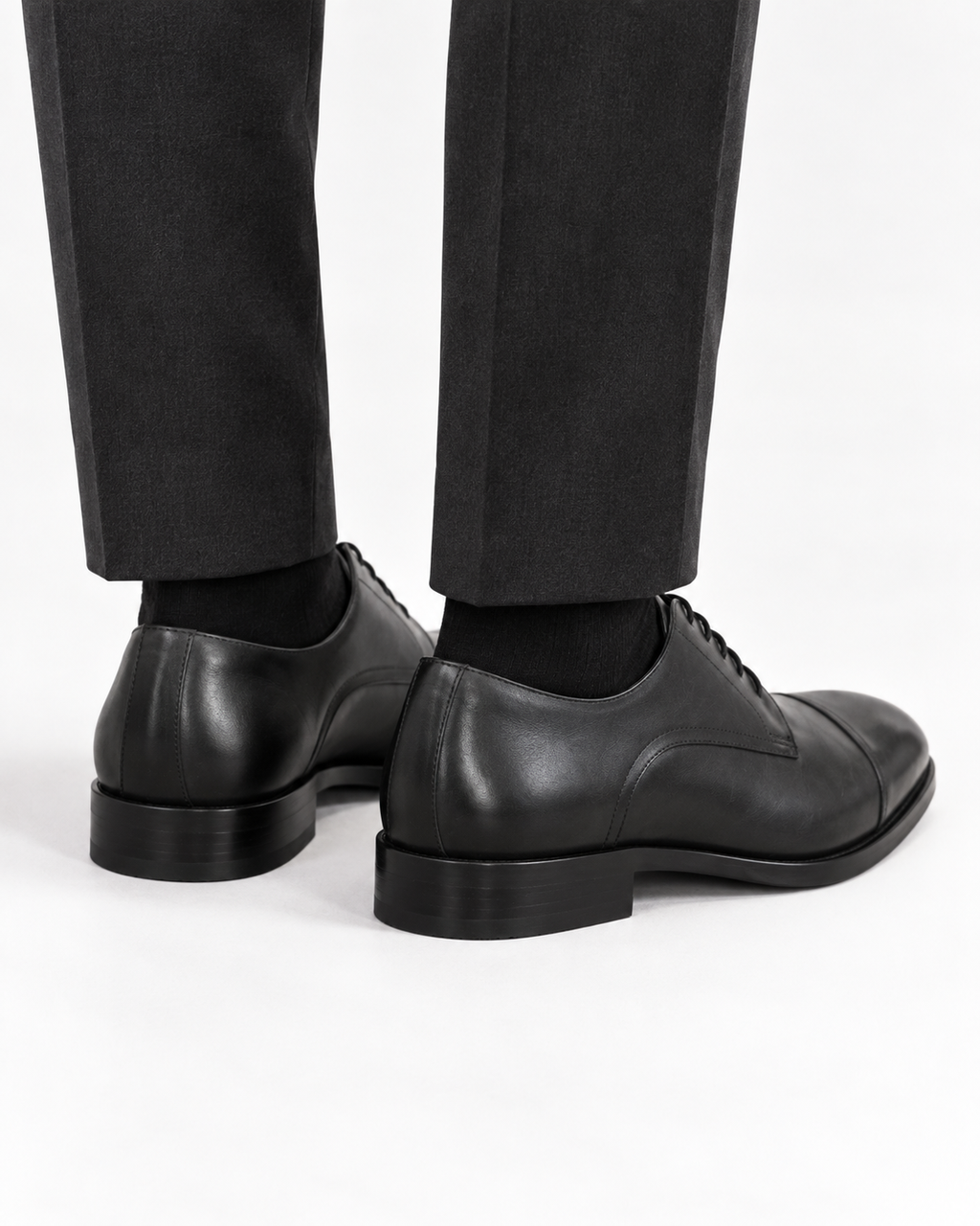 ARCON Classic Black Cap-Toe Derby Shoes
