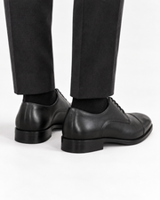 ARCON Classic Black Cap-Toe Derby Shoes