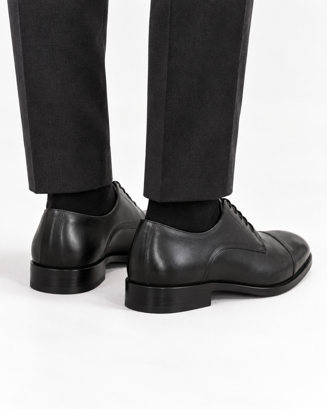 ARCON Classic Black Cap-Toe Derby Shoes
