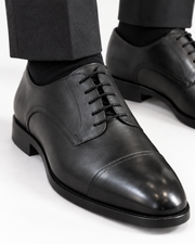 ARCON Classic Black Cap-Toe Derby Shoes