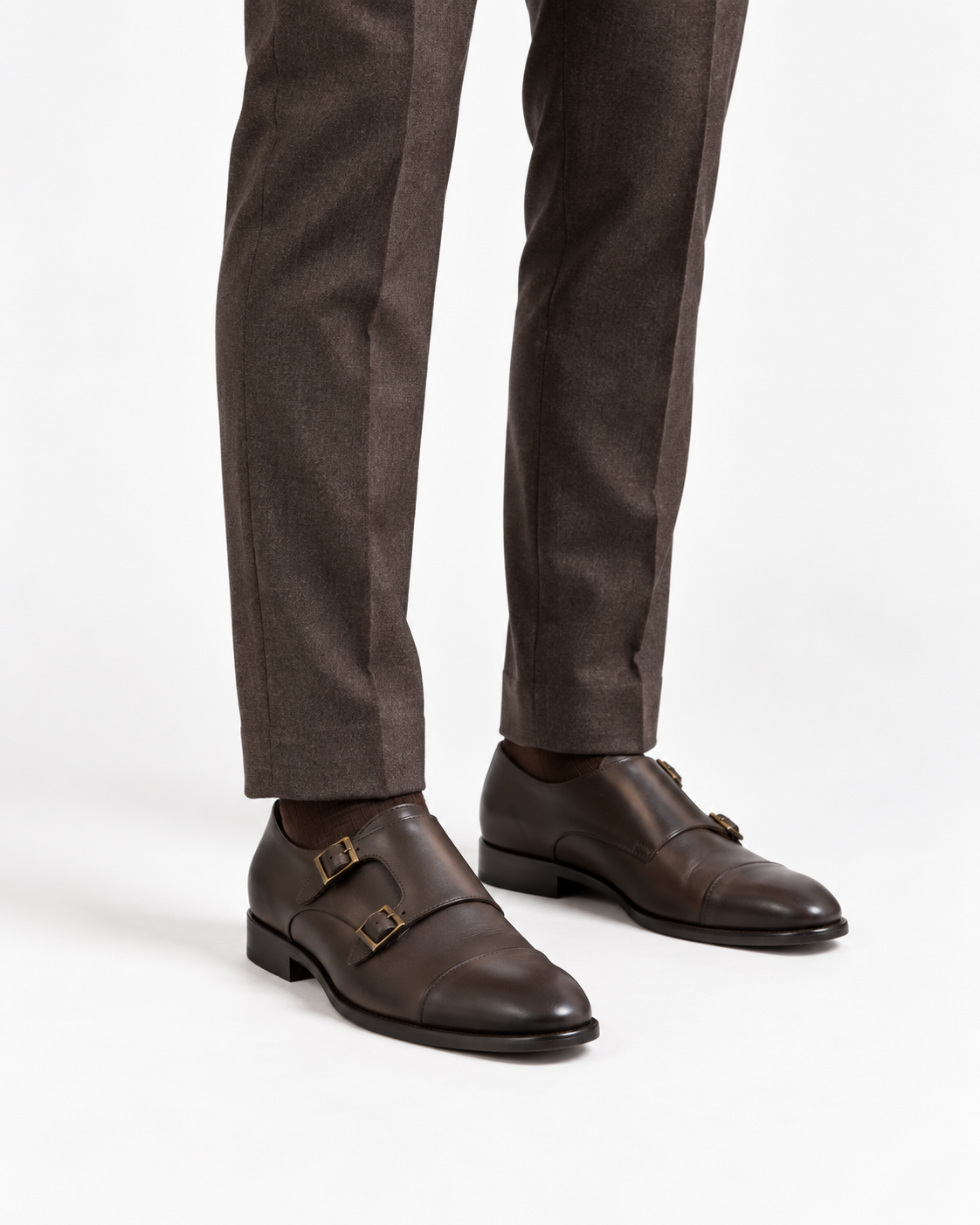ARCON Classic Brown Double Monk Strap Shoes
