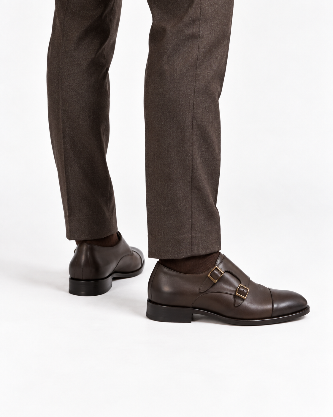 ARCON Classic Brown Double Monk Strap Shoes