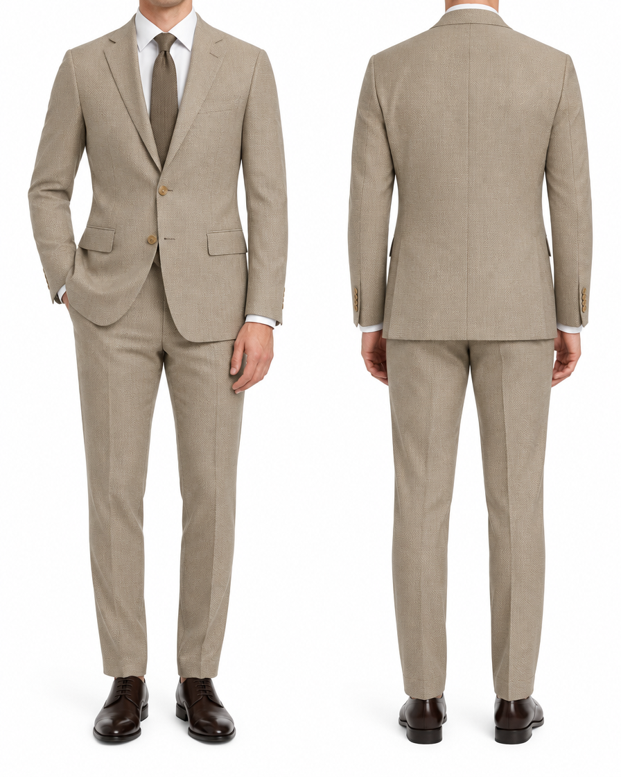 Arcon Taupe Textured Suit back view