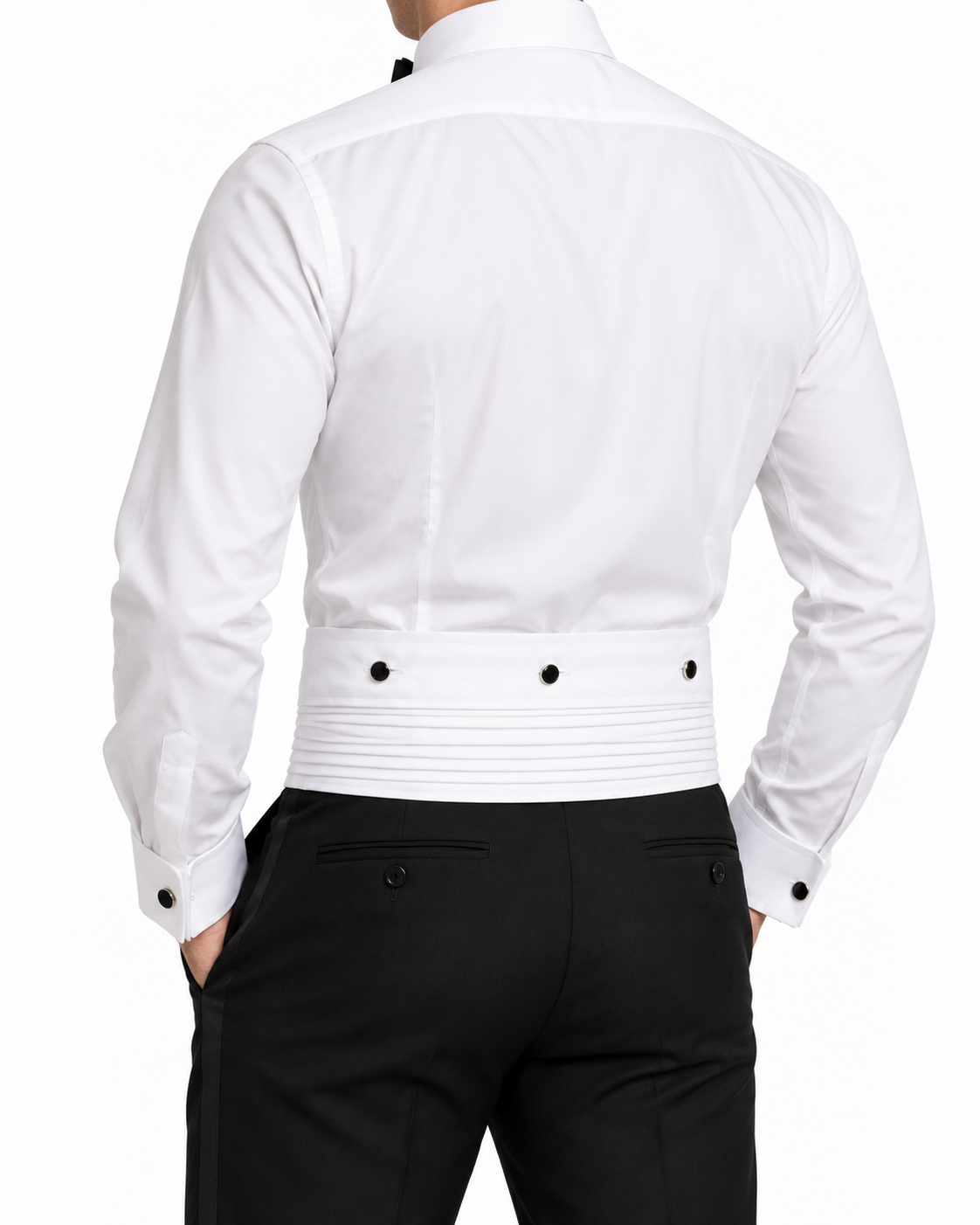 Milano White Pleated Tuxedo back view