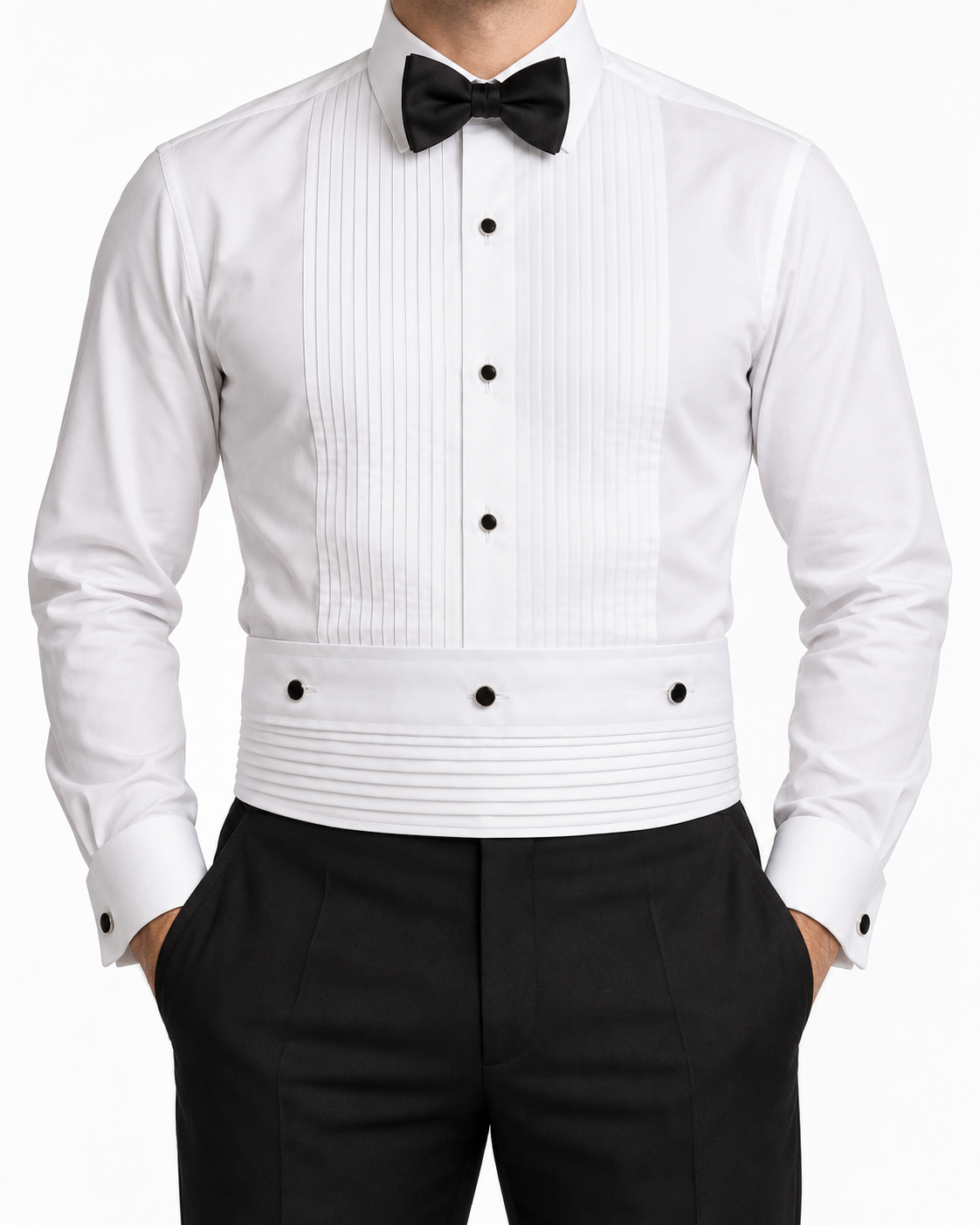 Milano White Pleated Tuxedo front view